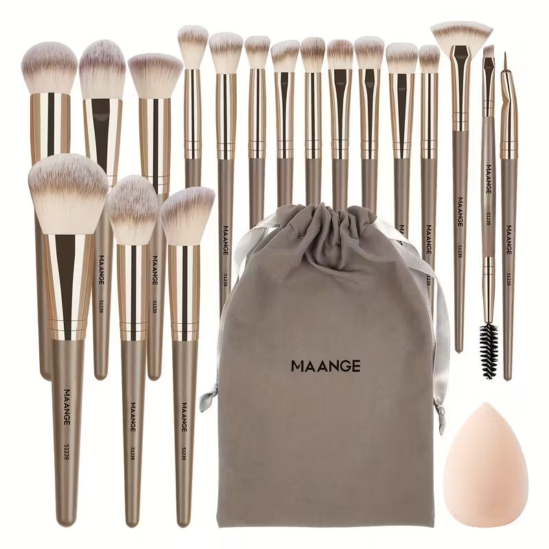 BlushHaus 20-Piece Professional Makeup Brush Set with Velvet Travel Bag