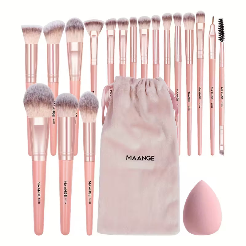 BlushHaus 20-Piece Professional Makeup Brush Set with Velvet Travel Bag
