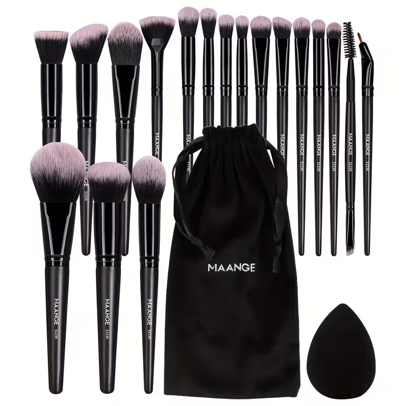 BlushHaus 20-Piece Professional Makeup Brush Set with Velvet Travel Bag