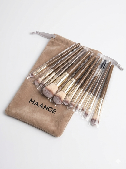 BlushHaus 20-Piece Professional Makeup Brush Set with Velvet Travel Bag