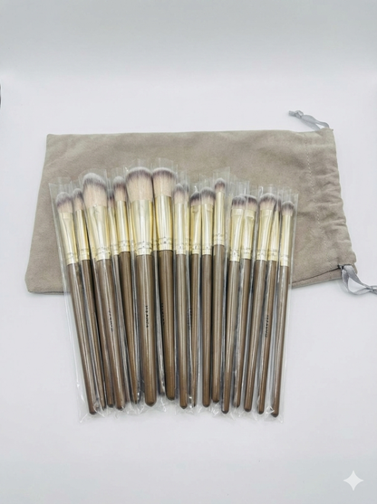 BlushHaus 20-Piece Professional Makeup Brush Set with Velvet Travel Bag